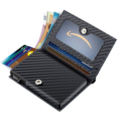 RFID Blocking Protects Carbon Fiber Business Leather Metal Aluminum Wallet For Men RFID Blocking Noise Slim Up Card Holder Custom Logo YX