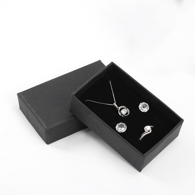 Recycled Materials Plain Simple Square Box Black Packaging For Necklace Bracelet Jewelry Gift Box With Foam Insert